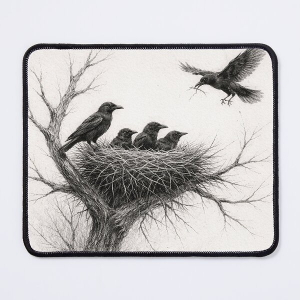 Item preview, Crow Nest Charcoal Drawing | Dark Gothic Bird Illustration designed and sold by DrizzyV.