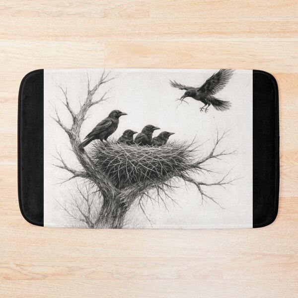 Item preview, Crow Nest Charcoal Drawing | Dark Gothic Bird Illustration designed and sold by DrizzyV.