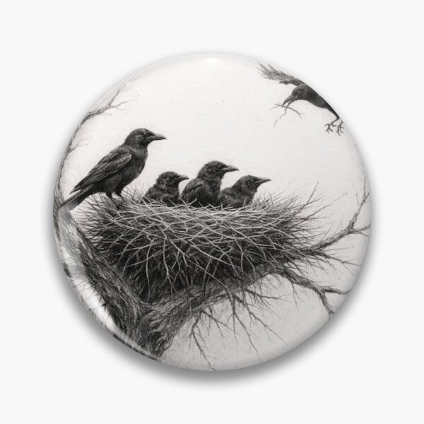 Item preview, Crow Nest Charcoal Drawing | Dark Gothic Bird Illustration designed and sold by DrizzyV.
