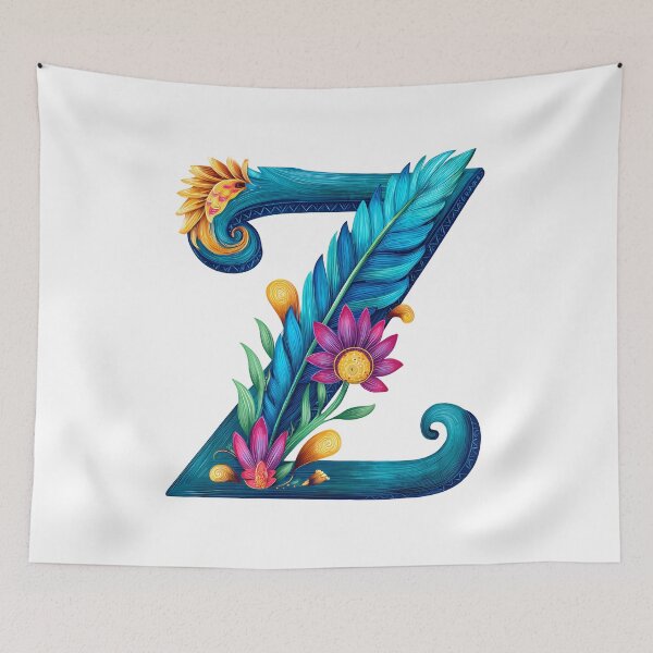 Aperçu de l'œuvre Lettre Z florale - Illustration florale de l'alphabet botanique vibrant créée et vendue par DesignArtist.ia.