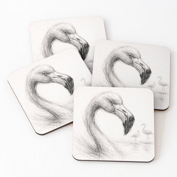 Item preview, Flamingo Charcoal Sketch | Minimal Loose Line Bird Drawing designed and sold by DrizzyV.