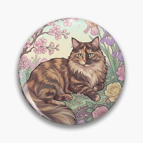 Item preview, Paws and Petals Aligned | Art Nouveau Spiritual Cat Design designed and sold by ArtNouveauCats.