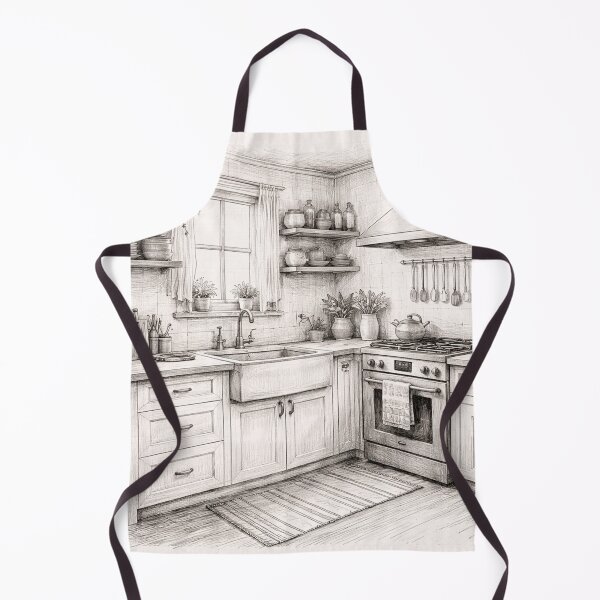 Item preview, Cozy Kitchen Charcoal Drawing | Rustic Interior Sketch Wall Art designed and sold by DrizzyV.