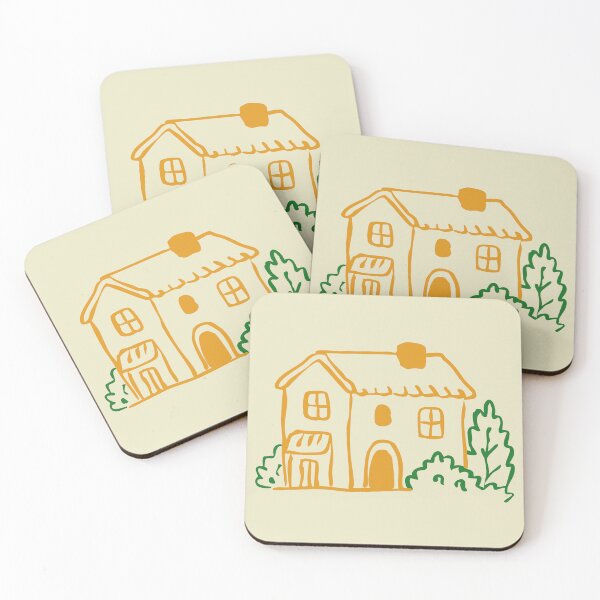 Item preview, Family House Doodle – Orange and Green Garden Line Art designed and sold by EmeraldeaArt.
