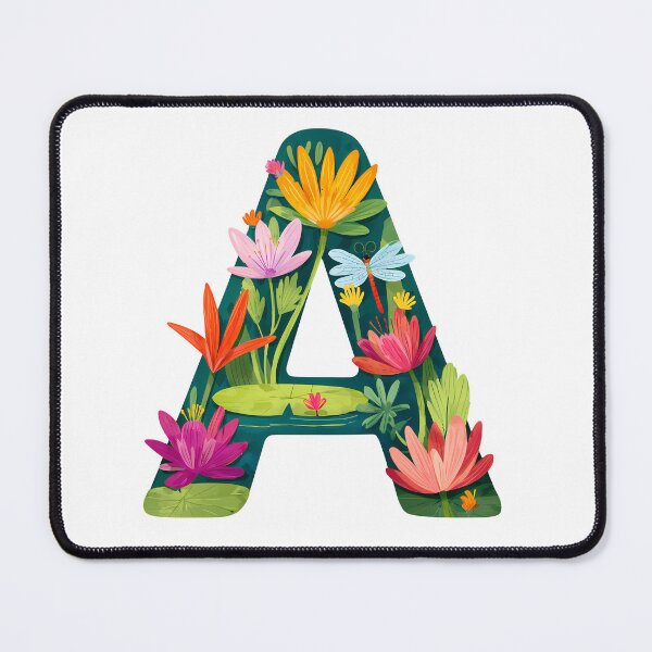 Item preview, Floral Letter A with Dragonfly - Vibrant Botanical Alphabet Art Print designed and sold by DesignArtist.ia.