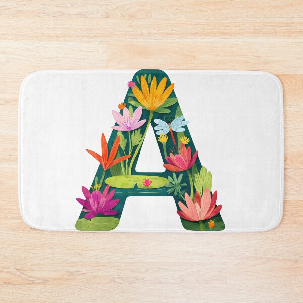 Item preview, Floral Letter A with Dragonfly - Vibrant Botanical Alphabet Art Print designed and sold by DesignArtist.ia.