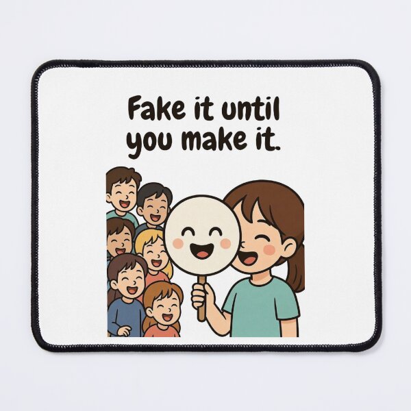 Item preview, Fake It Til You Make It Happy Girl designed and sold by octozap.