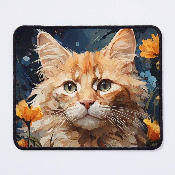 Artikelvorschau, Porträt einer roten Katze mit bunten Blumen entworfen und verkauft von Erika Kaisersot.