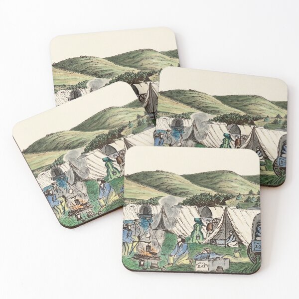Item preview, Humboldt River Wagon Camp 1859 Pioneer Life Illustration designed and sold by TheSoulOfArt.