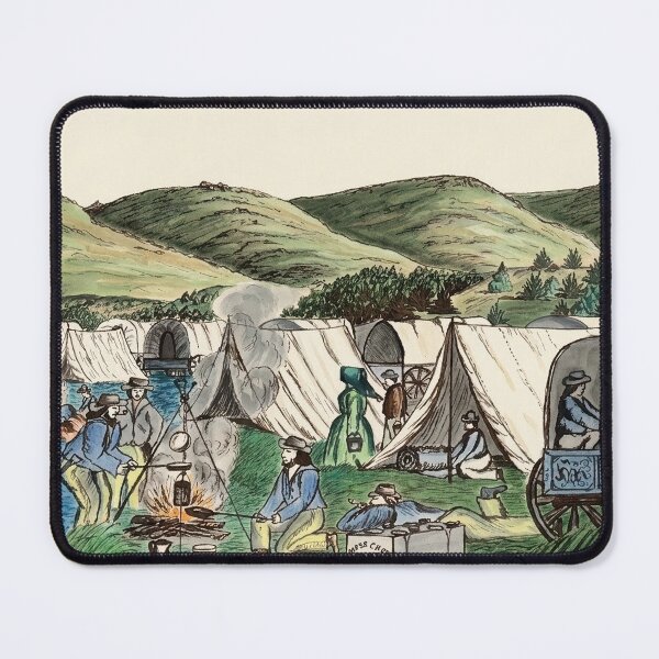Item preview, Humboldt River Wagon Camp 1859 Pioneer Life Illustration designed and sold by TheSoulOfArt.