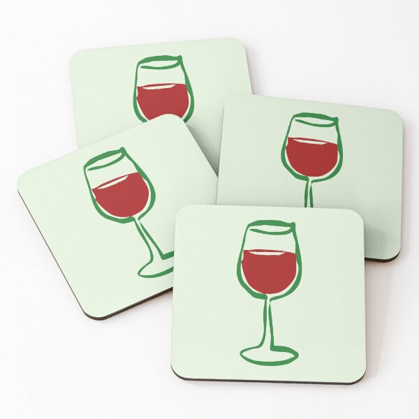 Item preview, Red Wine Glass Doodle – Green and Red Line Art designed and sold by EmeraldeaArt.