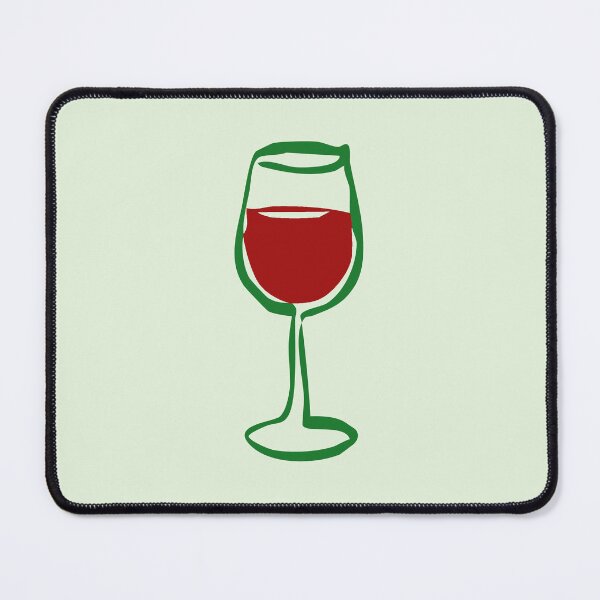 Item preview, Red Wine Glass Doodle – Green and Red Line Art designed and sold by EmeraldeaArt.