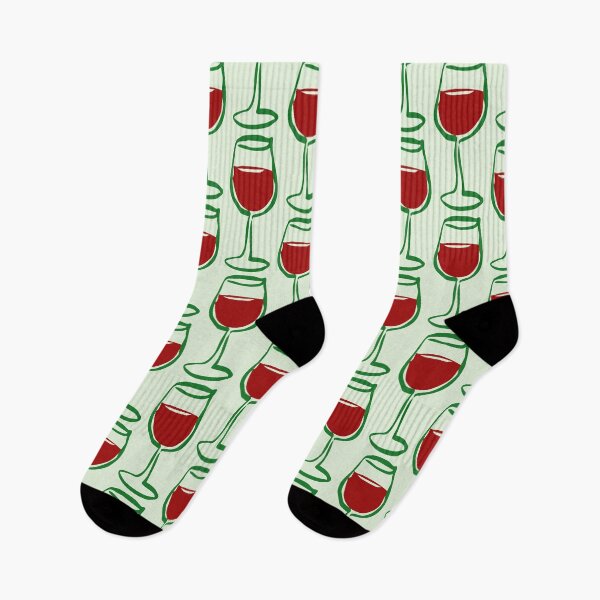 Item preview, Red Wine Glass Doodle – Green and Red Line Art designed and sold by EmeraldeaArt.