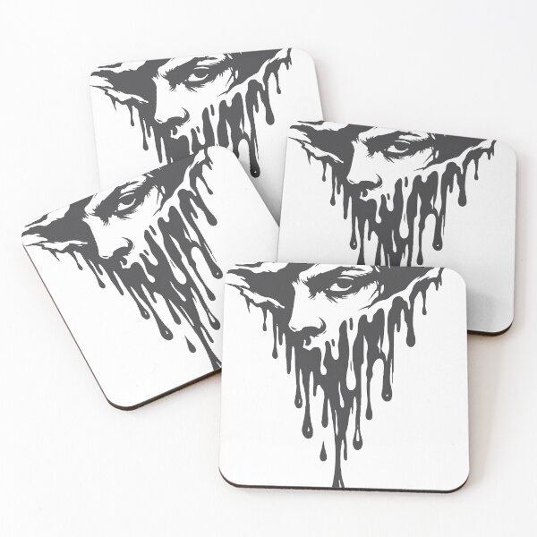Item preview, High-contrast black and white illustration of a melting, dripping face revealing a single intense eye. Evokes surreal horror, mystery and melancholy with an urban tattoo designed and sold by Dejbar.