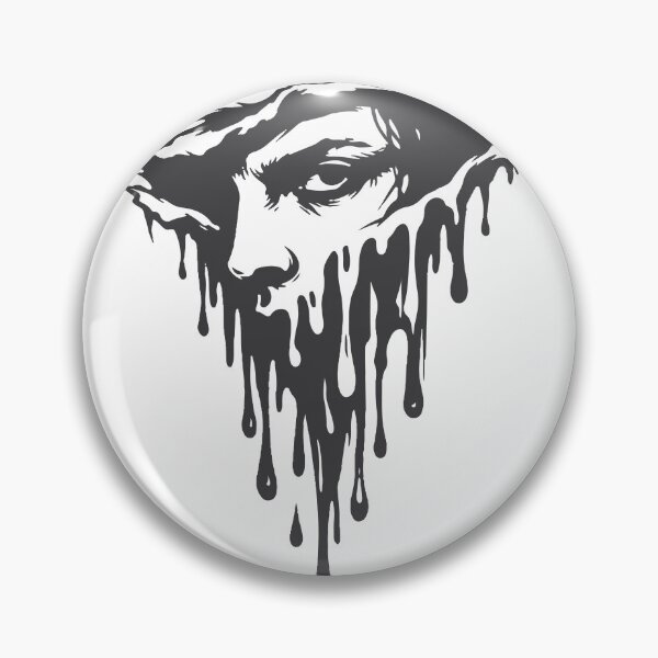 Item preview, High-contrast black and white illustration of a melting, dripping face revealing a single intense eye. Evokes surreal horror, mystery and melancholy with an urban tattoo designed and sold by Dejbar.