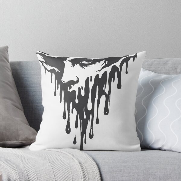 Item preview, High-contrast black and white illustration of a melting, dripping face revealing a single intense eye. Evokes surreal horror, mystery and melancholy with an urban tattoo designed and sold by Dejbar.