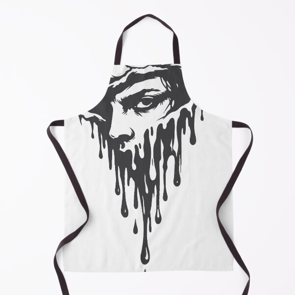 Item preview, High-contrast black and white illustration of a melting, dripping face revealing a single intense eye. Evokes surreal horror, mystery and melancholy with an urban tattoo designed and sold by Dejbar.