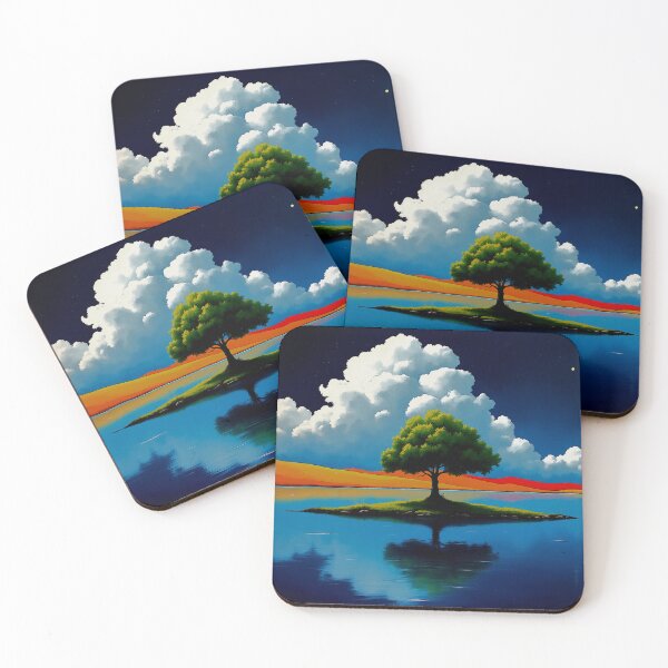 Item preview, Lonely Tree on a Dreamlike Island – Surreal Night Landscape designed and sold by Gabi.Media.