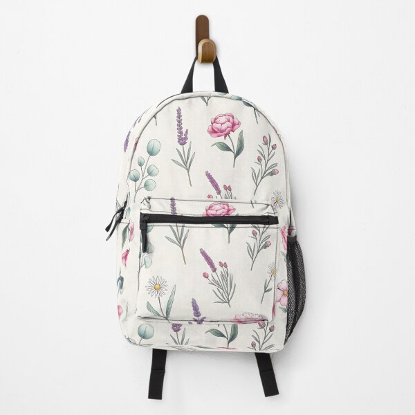 Item preview, Different flowers seamless pattern, lavender, daisies etc on a beige background designed and sold by LeedsArtStudio.