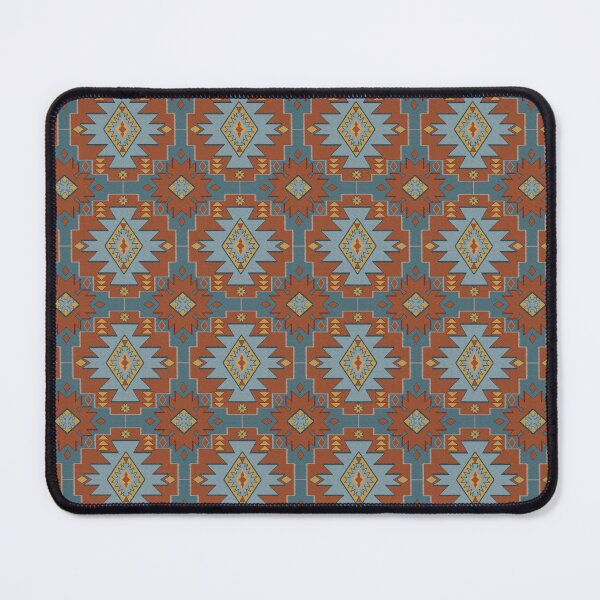 Item preview, Southwestern Diamond Sunburst Pattern in Rust Blue Mustard and Sky blue designed and sold by NoemiMarozsan.