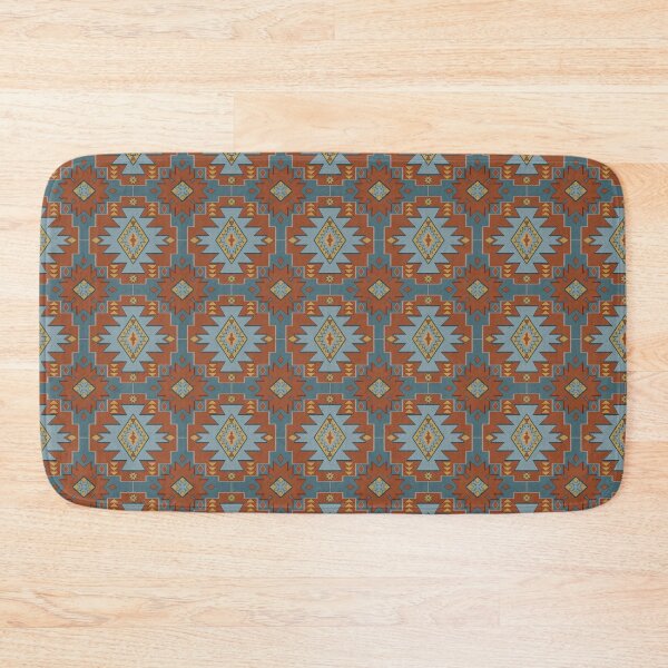 Item preview, Southwestern Diamond Sunburst Pattern in Rust Blue Mustard and Sky blue designed and sold by NoemiMarozsan.