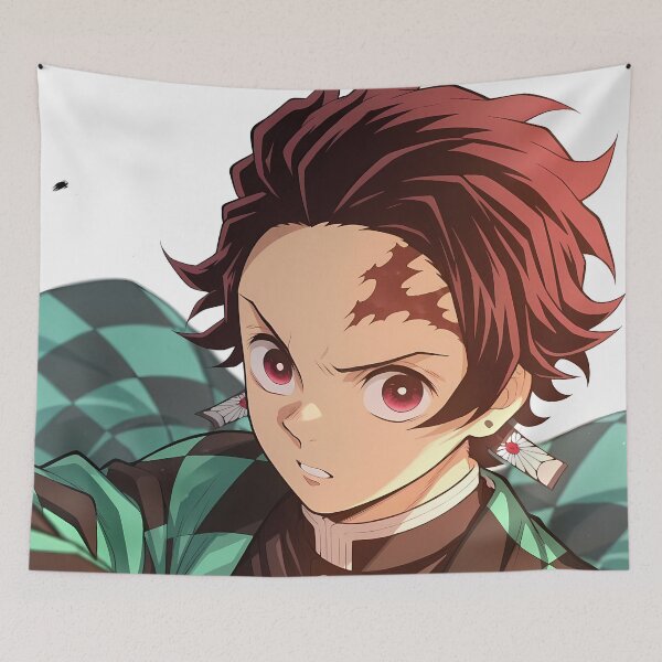 Item preview, Tanjiro Kamado Demon Slayer Bold Portrait With Checkered Haori designed and sold by PMartistStudio.