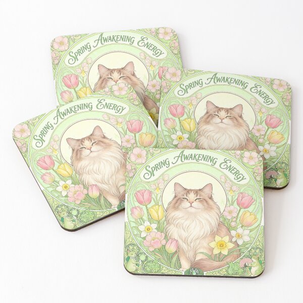 Item preview, Spring Awakening Energy | Art Nouveau Spiritual Cat Design Sticker designed and sold by ArtNouveauCats.