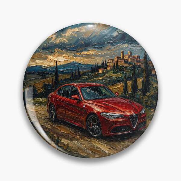 Item preview, Dynamic impasto painting of a red Italian sports sedan designed and sold by RevUpDesign.