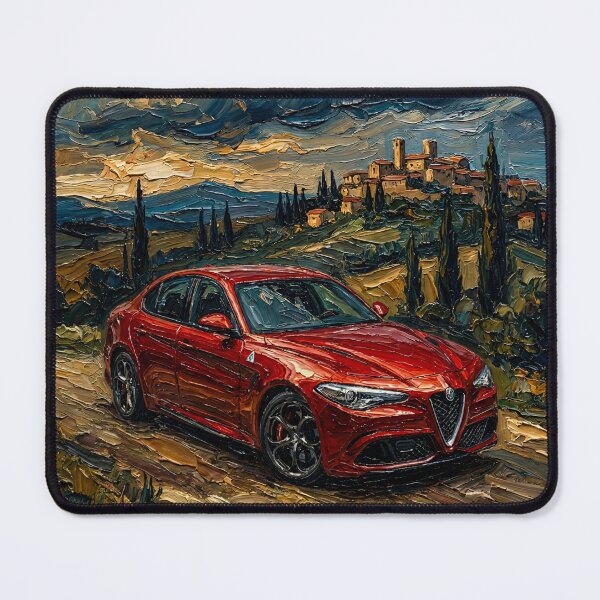 Item preview, Dynamic impasto painting of a red Italian sports sedan designed and sold by RevUpDesign.