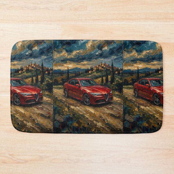 Item preview, Dynamic impasto painting of a red Italian sports sedan designed and sold by RevUpDesign.
