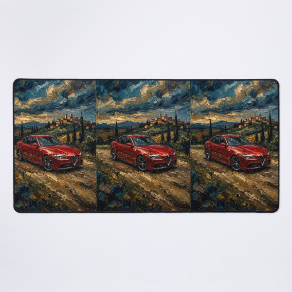Item preview, Dynamic impasto painting of a red Italian sports sedan designed and sold by RevUpDesign.