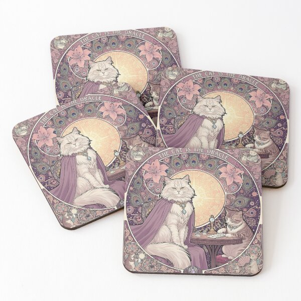 Item preview, The Cat is the Oracle | Art Nouveau Spiritual Cat Design designed and sold by ArtNouveauCats.