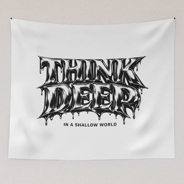 Item preview, Think Deep In A Shallow World Chrome Aesthetic Streetwear Art designed and sold by SplashTastic.