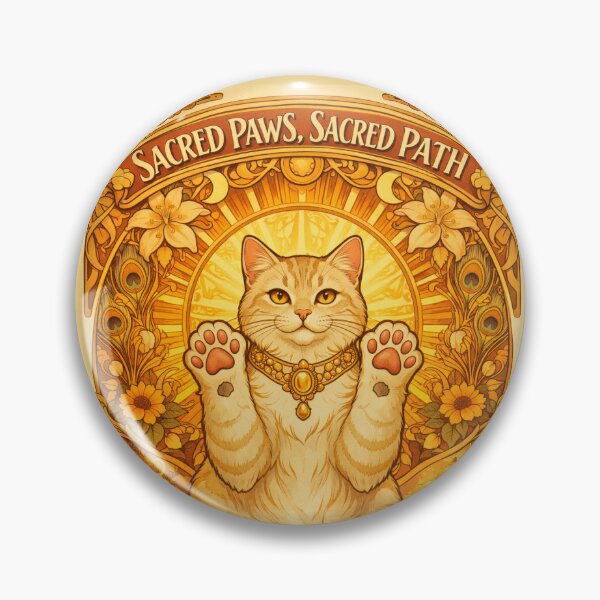 Item preview, Sacred Paws, Sacred Path | Art Nouveau Spiritual Cat Design designed and sold by ArtNouveauCats.
