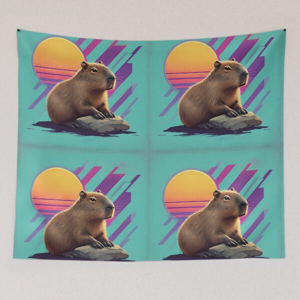 Item preview, Synthwave Capybara Chillout designed and sold by Sybille-Yates.