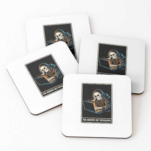 Item preview, Burned Out Developer Tarot Card Funny Programmer Gift Coding Humor Tech Tarot Art designed and sold by ByteAndBones.