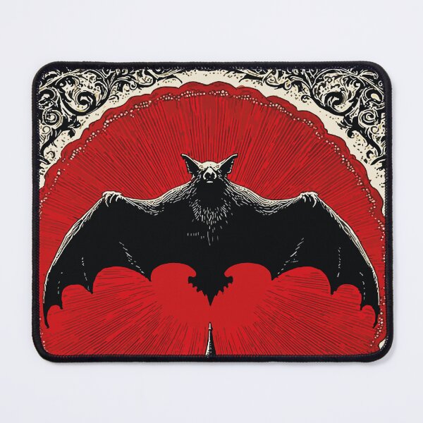 Item preview, Bloody vampire bat on red sunset above old village designed and sold by 127sm.