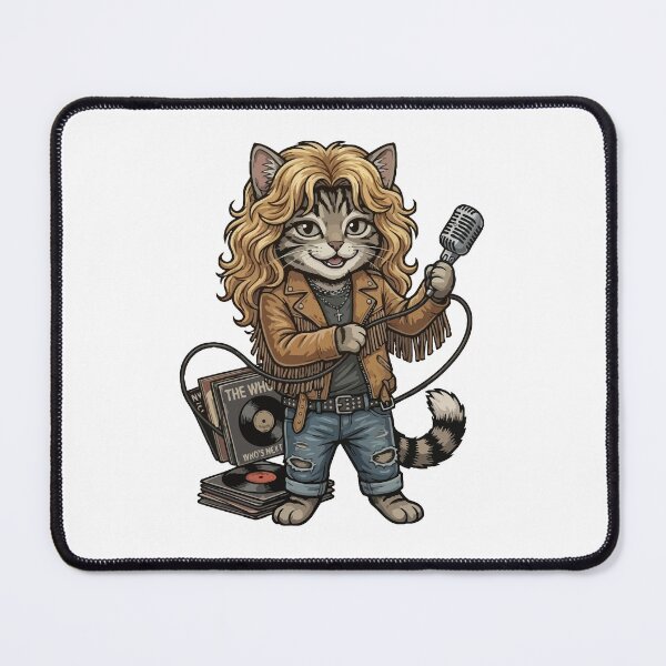 Item preview, Robert Plant Inspired Cat with The Who Records - Classic Rock Kitty designed and sold by miliemlac.