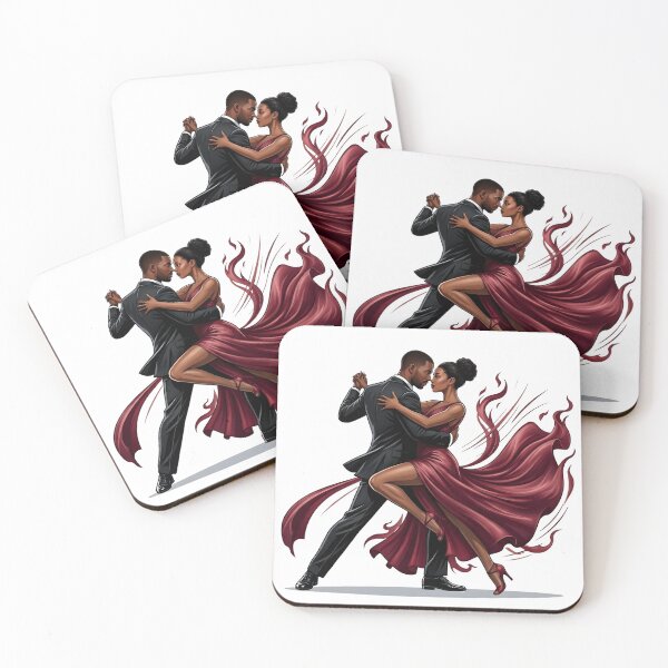 Item preview, Bachata Intimo - Afro Couple Dancing Burgundy Elegant Art designed and sold by WowDezign.