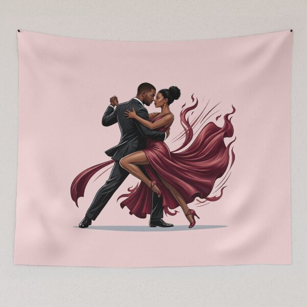 Item preview, Bachata Intimo - Afro Couple Dancing Burgundy Elegant Art designed and sold by WowDezign.