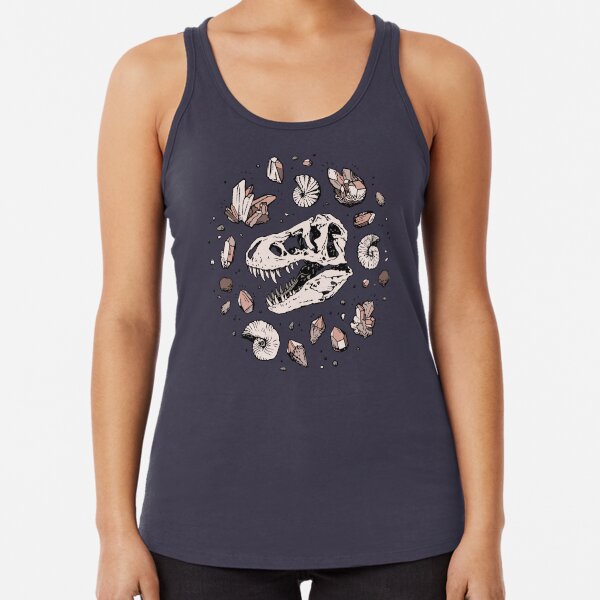 Geo-rex Vortex | Rose Quartz | Dinosaur Skull Fossil Art Racerback Tank Top