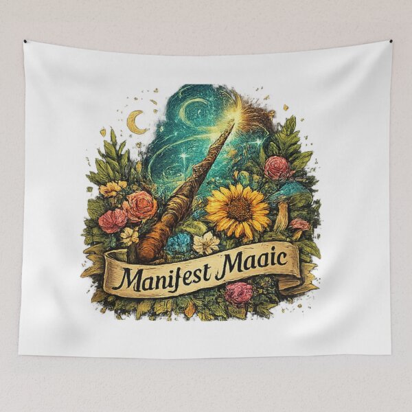 Item preview, Manifest Magic Fantasy Wand Floral Illustration designed and sold by DAXIFY.