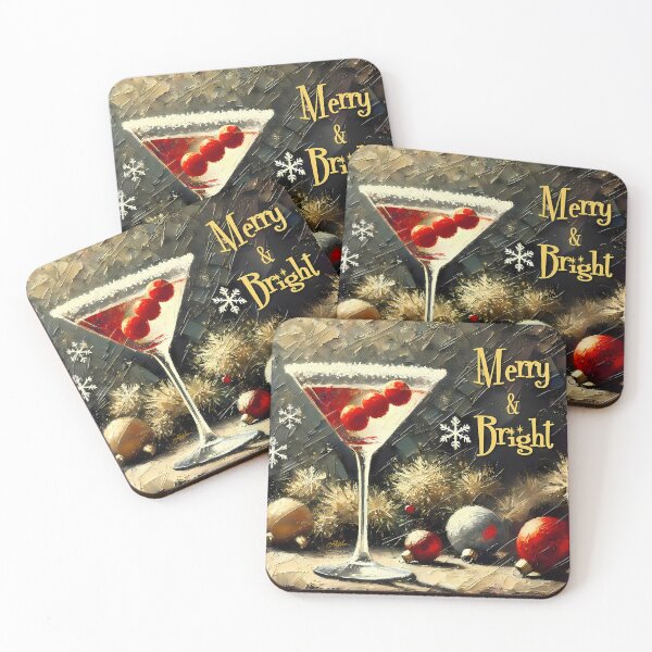 Item preview, Retro 50s Merry & Bright Christmas Martini Snowflakes Ornaments designed and sold by Lee Hiller Designs.