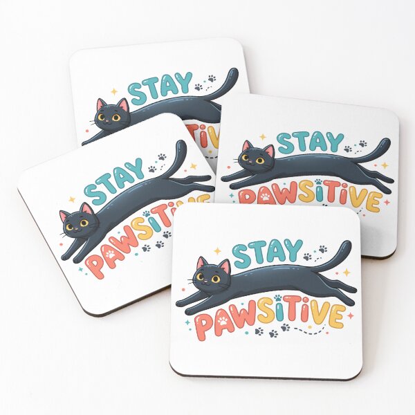 Item preview, Cute Stay Pawsitive Black Cat Colorful Typography Vector Illustration designed and sold by DiNata.