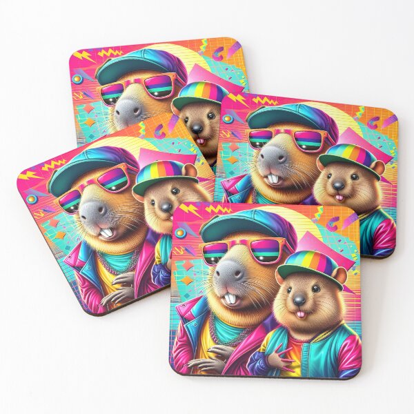 Item preview, Retro Streetwear Capybara and Quokka designed and sold by Sybille-Yates.