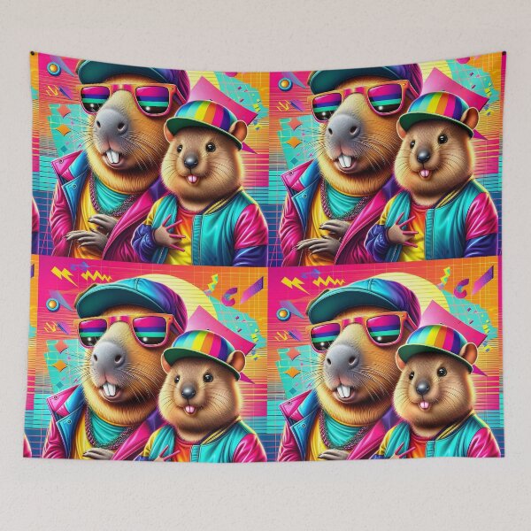 Item preview, Retro Streetwear Capybara and Quokka designed and sold by Sybille-Yates.
