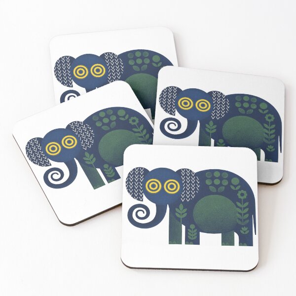 Item preview, Whimsical Folk Art Decorative Patterned Elephant Vector Illustration designed and sold by DiNata.