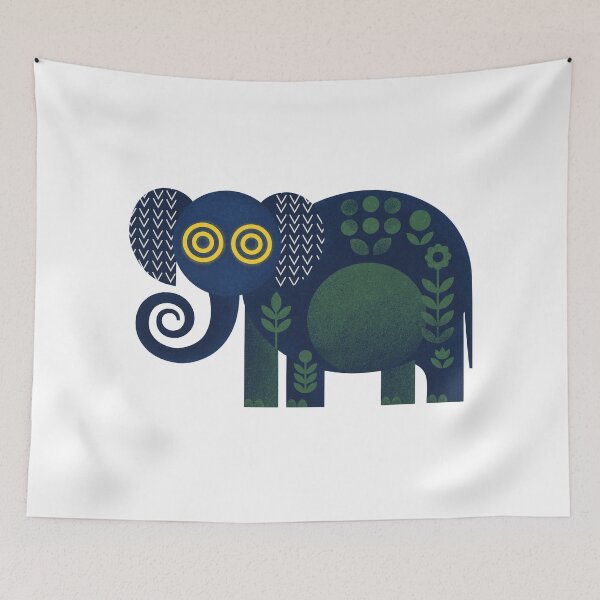 Item preview, Whimsical Folk Art Decorative Patterned Elephant Vector Illustration designed and sold by DiNata.