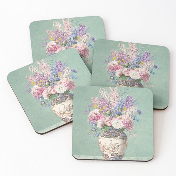 Item preview, Vintage Spring flowers bouquet in chinoiserie vase designed and sold by Bloomery Decor.