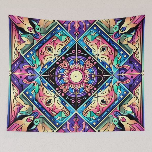 Item preview, Psychedelic Mandala – Vibrant Symmetry Artwork designed and sold by Dogandesighn.